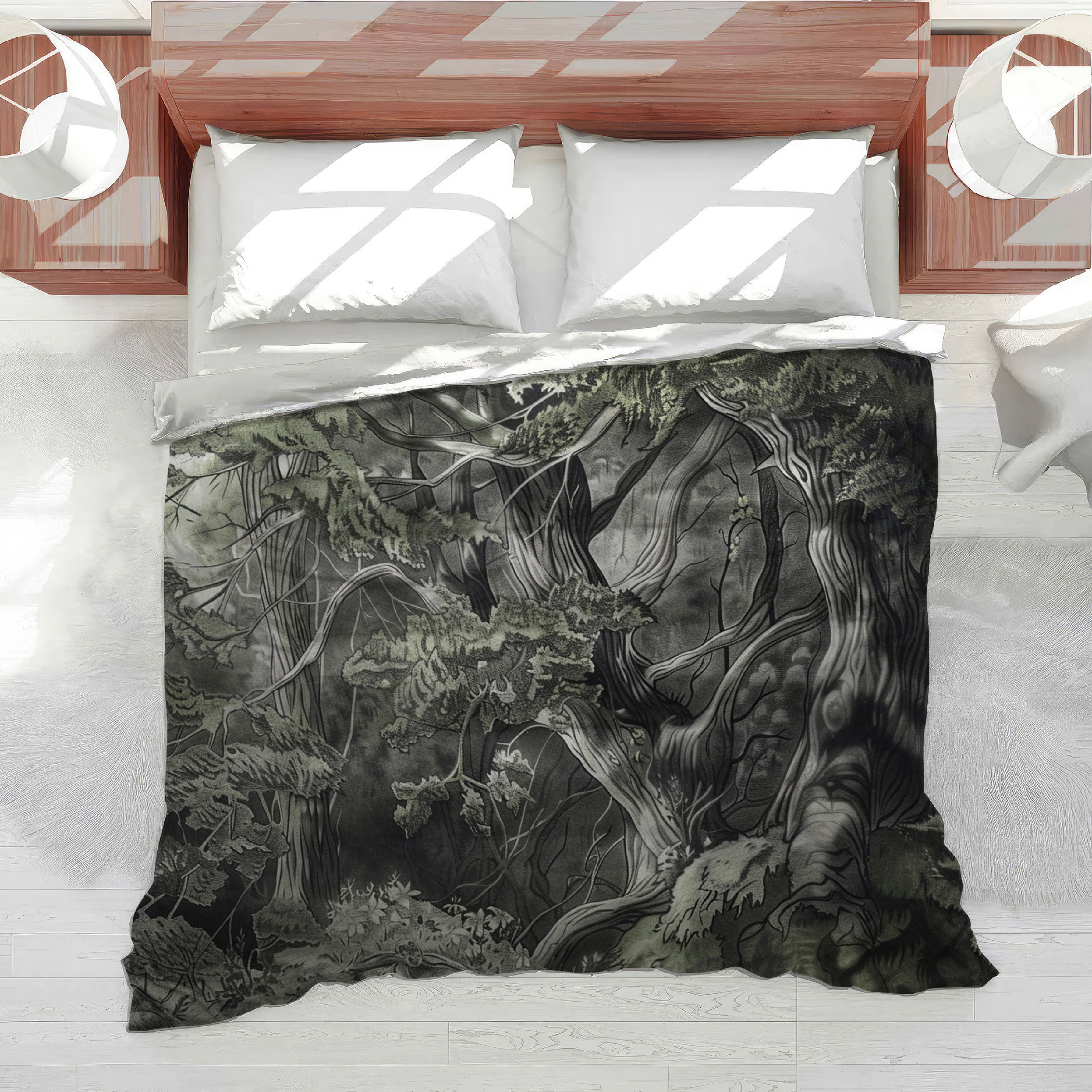 BLESS N°80 Sleeveliner .Ancient Forest VisionDecor Ancient forest Bedding Nature Comforter Traditional